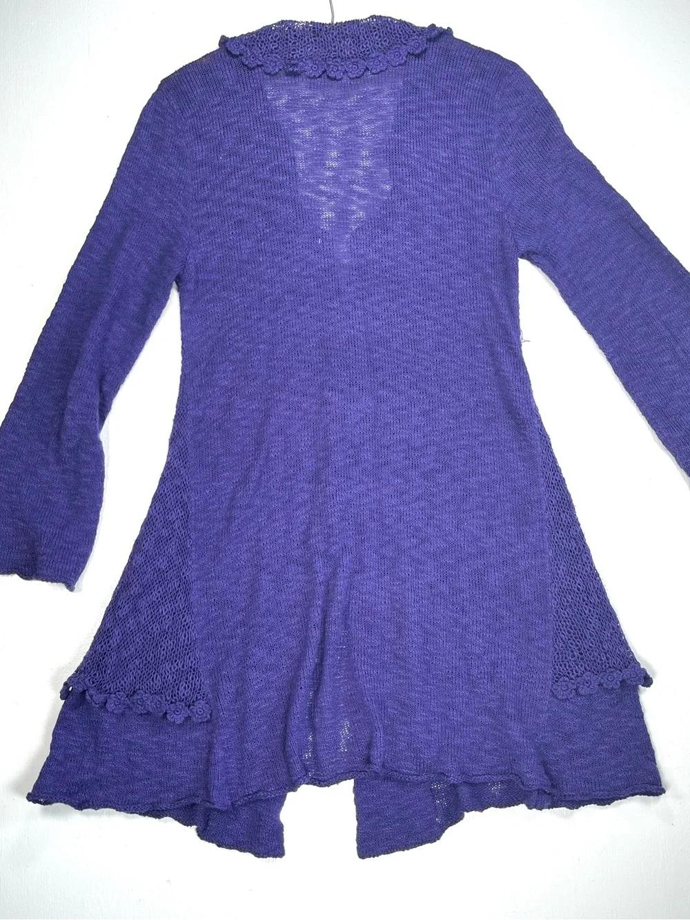 Yumi Diseños Y2K Purple Knit Duster Cardigan Crochet Cotton Sweater M/L Bolivia